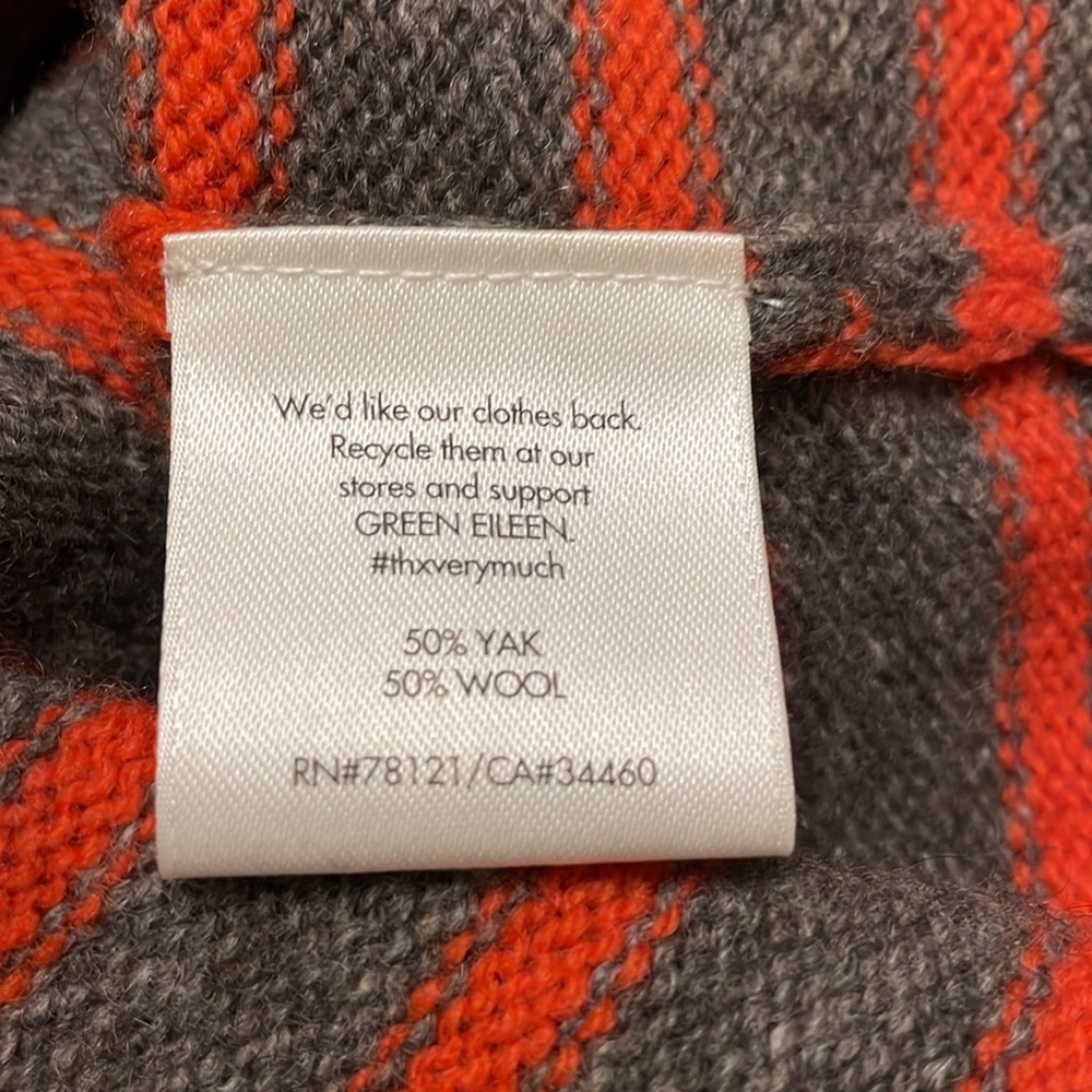 Eileen Fisher Wool Striped Sweater Size Medium 3/4 Sleeve Boxy Relaxed Boat Neck - Picture 10 of 13